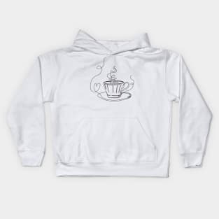 Single Line Tea Cup Kids Hoodie